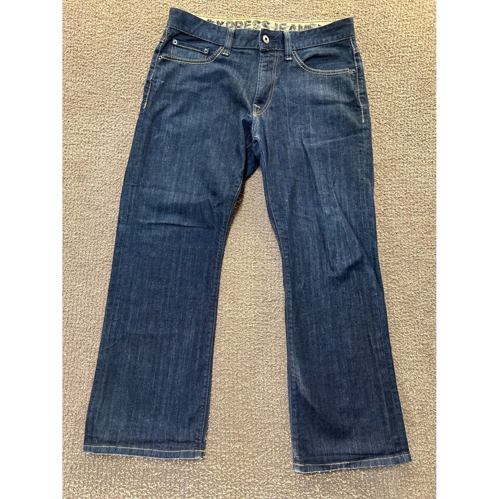 Express Jeans Blake Loose Stretch Bootcut Low Rise Dark Wash Denim Mens 32x30